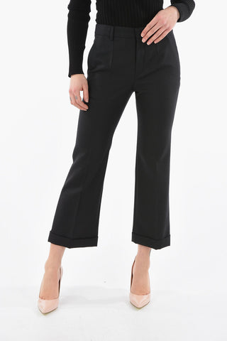 Pantaloni Cropped Fit in Lana con Passanti