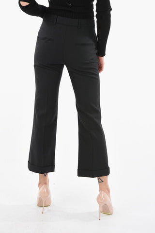 Pantaloni Cropped Fit in Lana con Passanti
