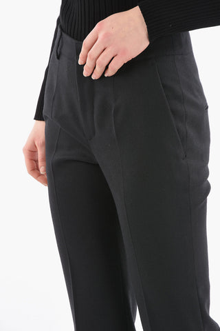 Pantaloni Cropped Fit in Lana con Passanti