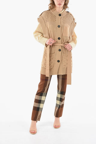 Sleeveless Knitted Cardigan with Belt