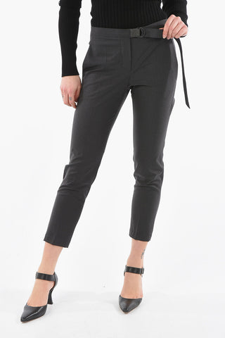 Cigarette Silhouette Traction Belted Trousers with Jewelry