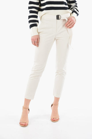Straight Applied Belted Trousers with Jewelry