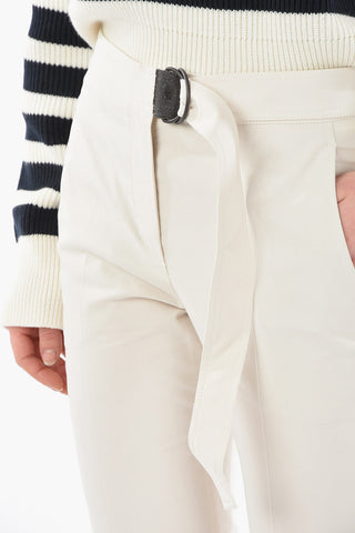Straight Applied Belted Trousers with Jewelry