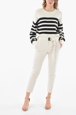 Straight Applied Belted Trousers with Jewelry