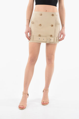 Deconstructed Trench-inspired Miniskirt in Cotton Gabardine