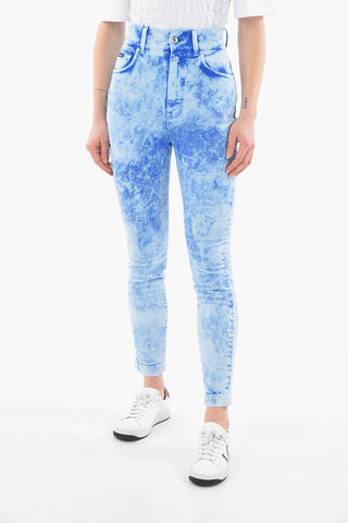 Jeans a Vita Alta Gamba a Cono Motivo Tie-dye 13,5cm
