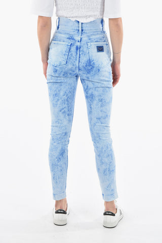 Jeans a Vita Alta Gamba a Cono Motivo Tie-dye 13,5cm