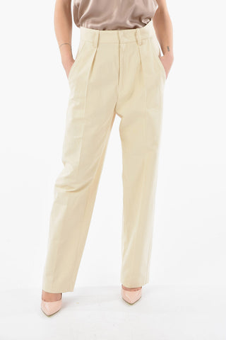 ETOILE Textured-cotton MIRO High-waisted Pants with Single Pleat