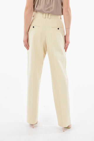 ETOILE Textured-cotton MIRO High-waisted Pants with Single Pleat