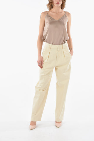 ETOILE Textured-cotton MIRO High-waisted Pants with Single Pleat