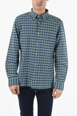 Camicia a Quadri Plaid Button-Down con Taschino