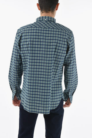 Camicia a Quadri Plaid Button-Down con Taschino