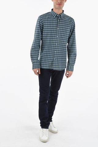 Camicia a Quadri Plaid Button-Down con Taschino