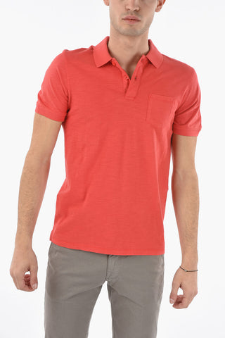 PENN-RICH Solid Color 2-Buttons FLAME Polo Shirt with Breast Pocket