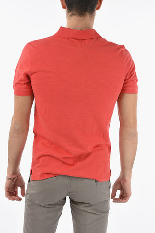 PENN-RICH Solid Color 2-Buttons FLAME Polo Shirt with Breast Pocket