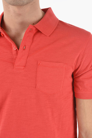 PENN-RICH Solid Color 2-Buttons FLAME Polo Shirt with Breast Pocket