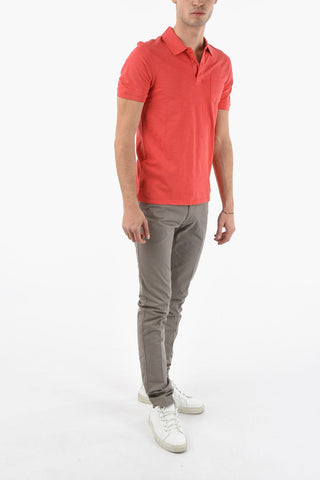 PENN-RICH Solid Color 2-Buttons FLAME Polo Shirt with Breast Pocket