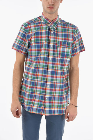 Camicia a Quadri a Manica Corta e Collo Button-Down