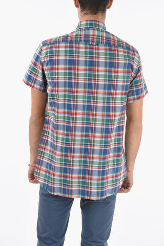 Camicia a Quadri a Manica Corta e Collo Button-Down