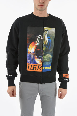 Crew Neck SPLIT HERONS Front Printed Sweatshirt