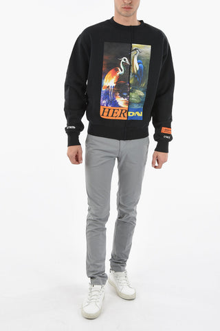 Crew Neck SPLIT HERONS Front Printed Sweatshirt