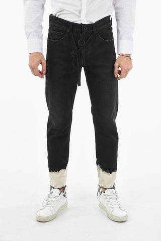 Stretch Denim Jeans with Rope Belt 17cm