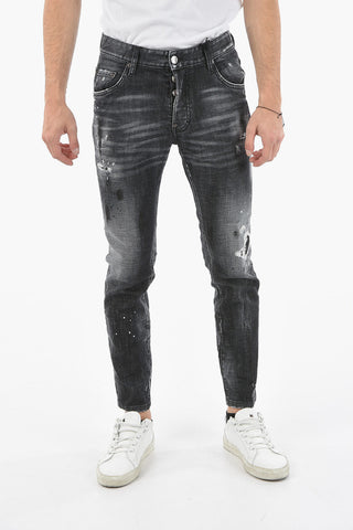 Straight-leg SKATER Delavé Denims with Distressed Effect 16cm