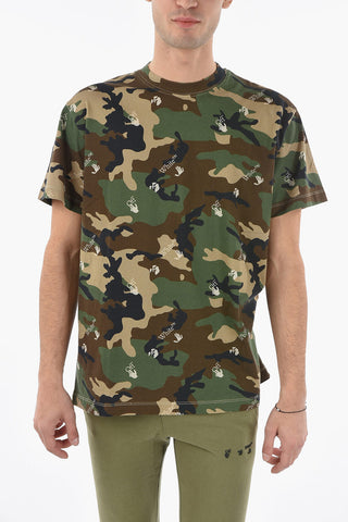 Crew Neck Camouflage Cotton T-Shirt