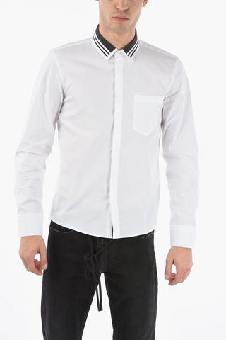 Striped Collar Slim Fit Shirt with Breast Pocket