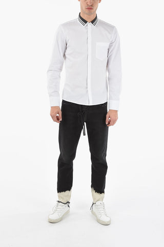 Striped Collar Slim Fit Shirt with Breast Pocket