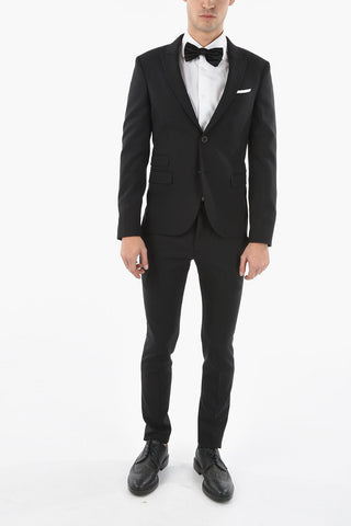 twill side vents peak lapel 2-button suit