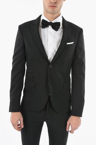 twill side vents peak lapel 2-button suit