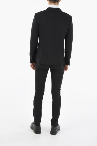 twill side vents peak lapel 2-button suit