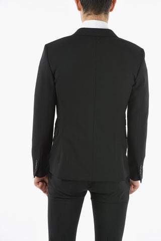 twill side vents peak lapel 2-button suit