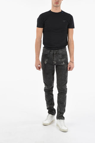 Tarnsverse StitchingHAND OFF Skinny Fit Denims 17cm