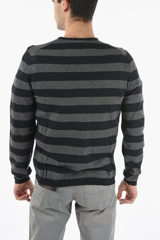Maglia Scollo a V DRY SLUB A Righe Awning Bicolore