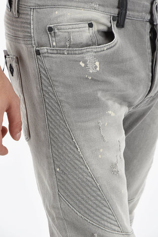 Stretch Cotton Slim Fit Biker Denims 17cm