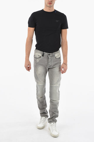 Stretch Cotton Slim Fit Biker Denims 17cm