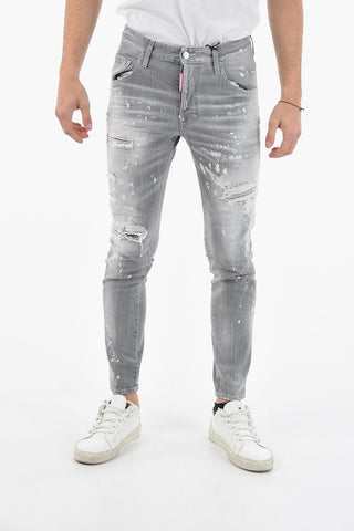 Jeans SKATER distressed con Motivo Schizzi di Vernice 14cm