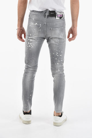 Jeans SKATER distressed con Motivo Schizzi di Vernice 14cm