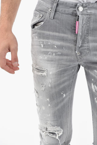 Jeans SKATER distressed con Motivo Schizzi di Vernice 14cm
