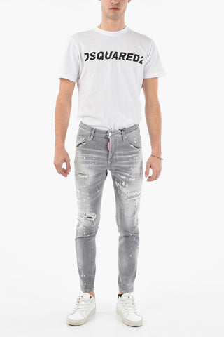 Jeans SKATER distressed con Motivo Schizzi di Vernice 14cm