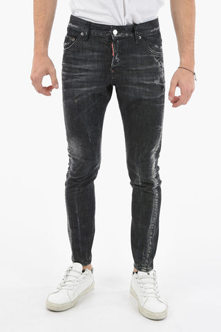 Bleached Effect SEXY TWIST Denims with Maxi Logo Patch 15cm
