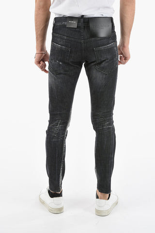 Bleached Effect SEXY TWIST Denims with Maxi Logo Patch 15cm