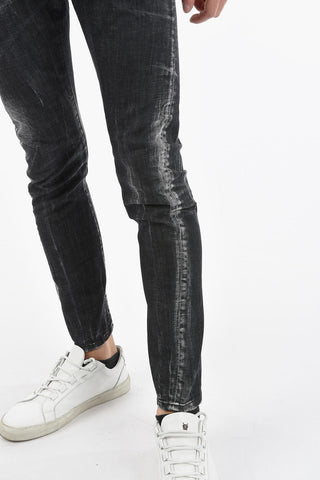 Bleached Effect SEXY TWIST Denims with Maxi Logo Patch 15cm