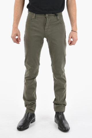 PENN-RICH Stretch Cotton 5 Pockets Pants with Visible Stitching