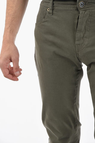 PENN-RICH Stretch Cotton 5 Pockets Pants with Visible Stitching