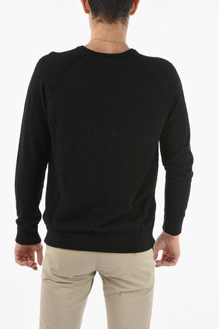 Contrasting Embroidered Logo Crew-Neck Sweater