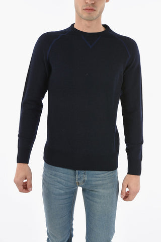 Crew Neck Visible Stitching Wool Sweater