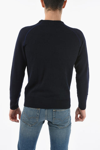 Crew Neck Visible Stitching Wool Sweater